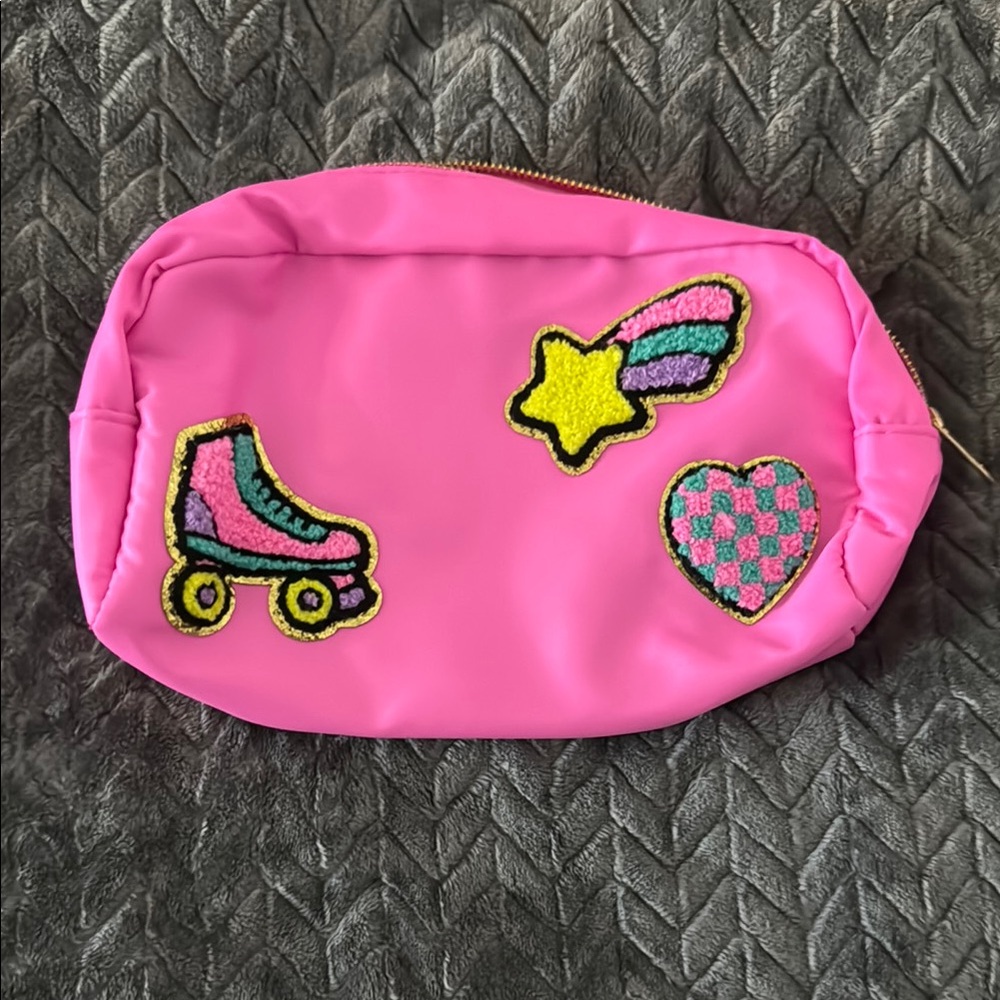 Pink Kids Accessory Pouch with Fun Patches